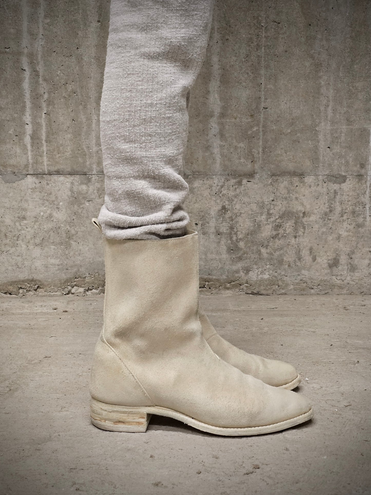 Carol Christian Poell AW05 "On Demand" Reverse Horse Leather Side Zip Boots detail | DRIEW GARMENTS