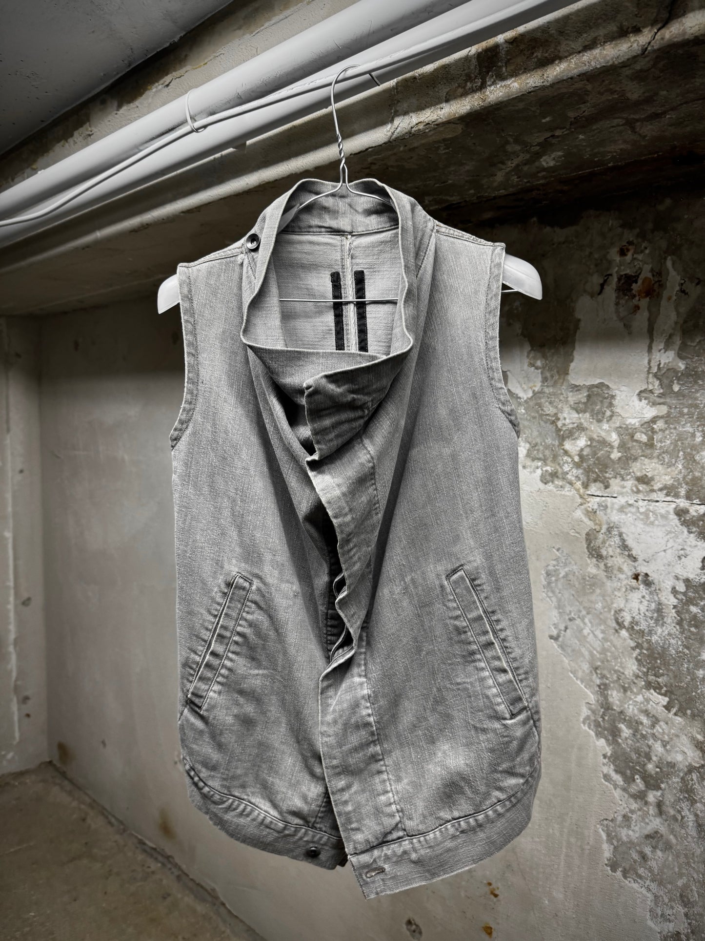 Rick Owens DRKSHDW AW08 "STAG" EGG Asymmetric Denim Vest | Archive Fashion Toronto
