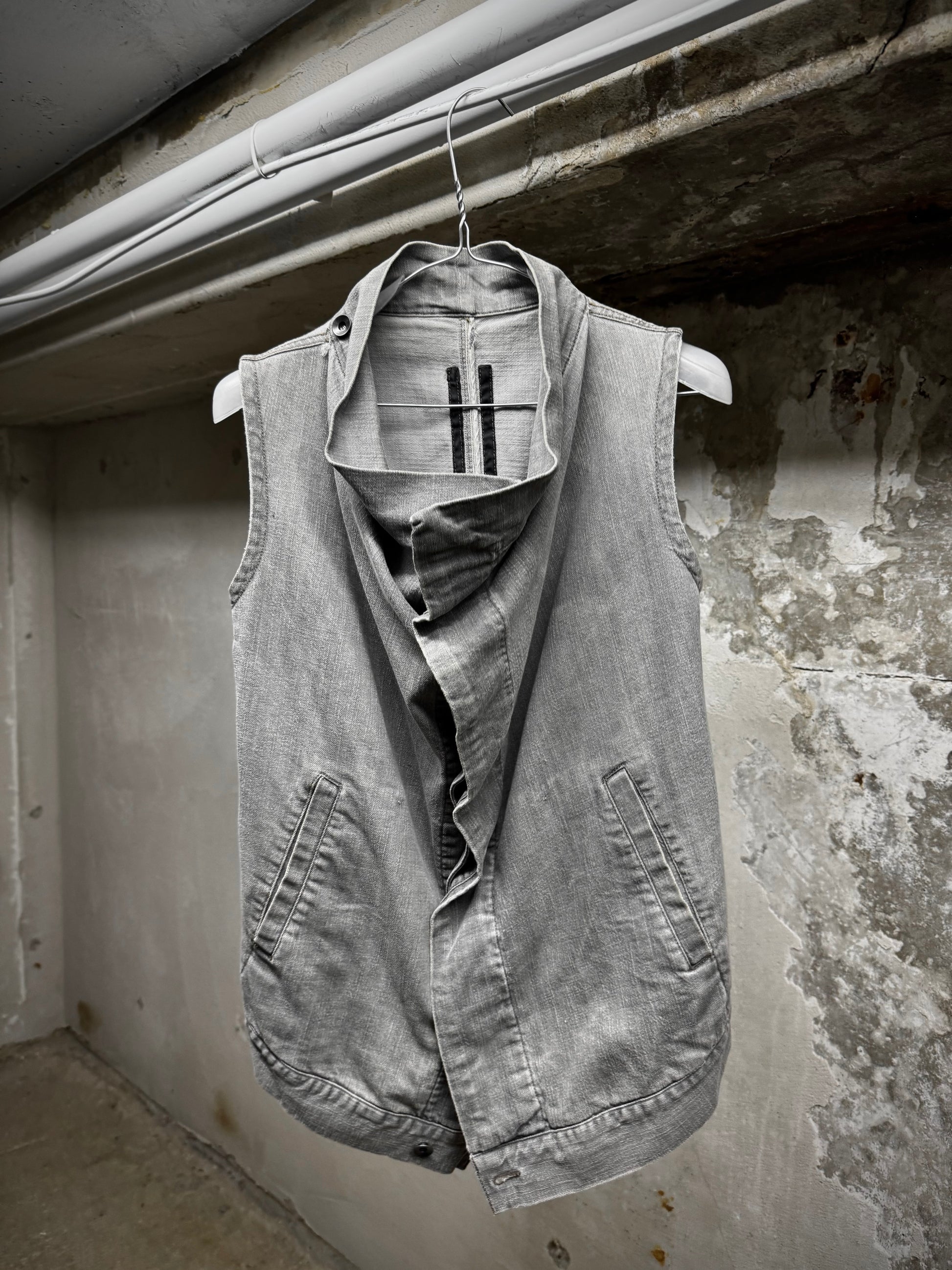 Rick Owens DRKSHDW AW08 "STAG" EGG Asymmetric Denim Vest | Archive Fashion Toronto