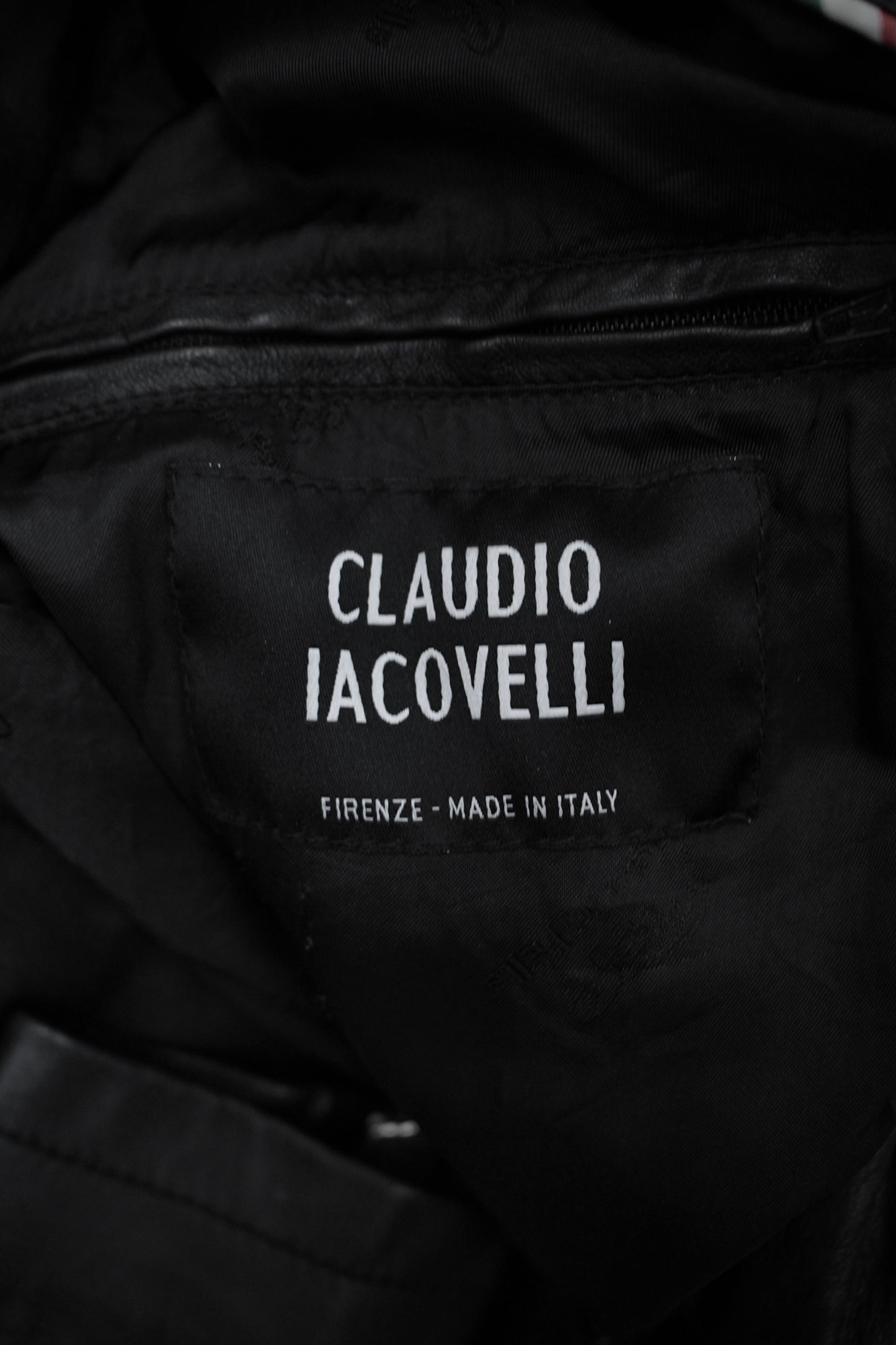 CLAUDIO IACOVELLI Asymmetrical Zip High Neck Calfskin Leather Jacket detail | DRIEW GARMENTS