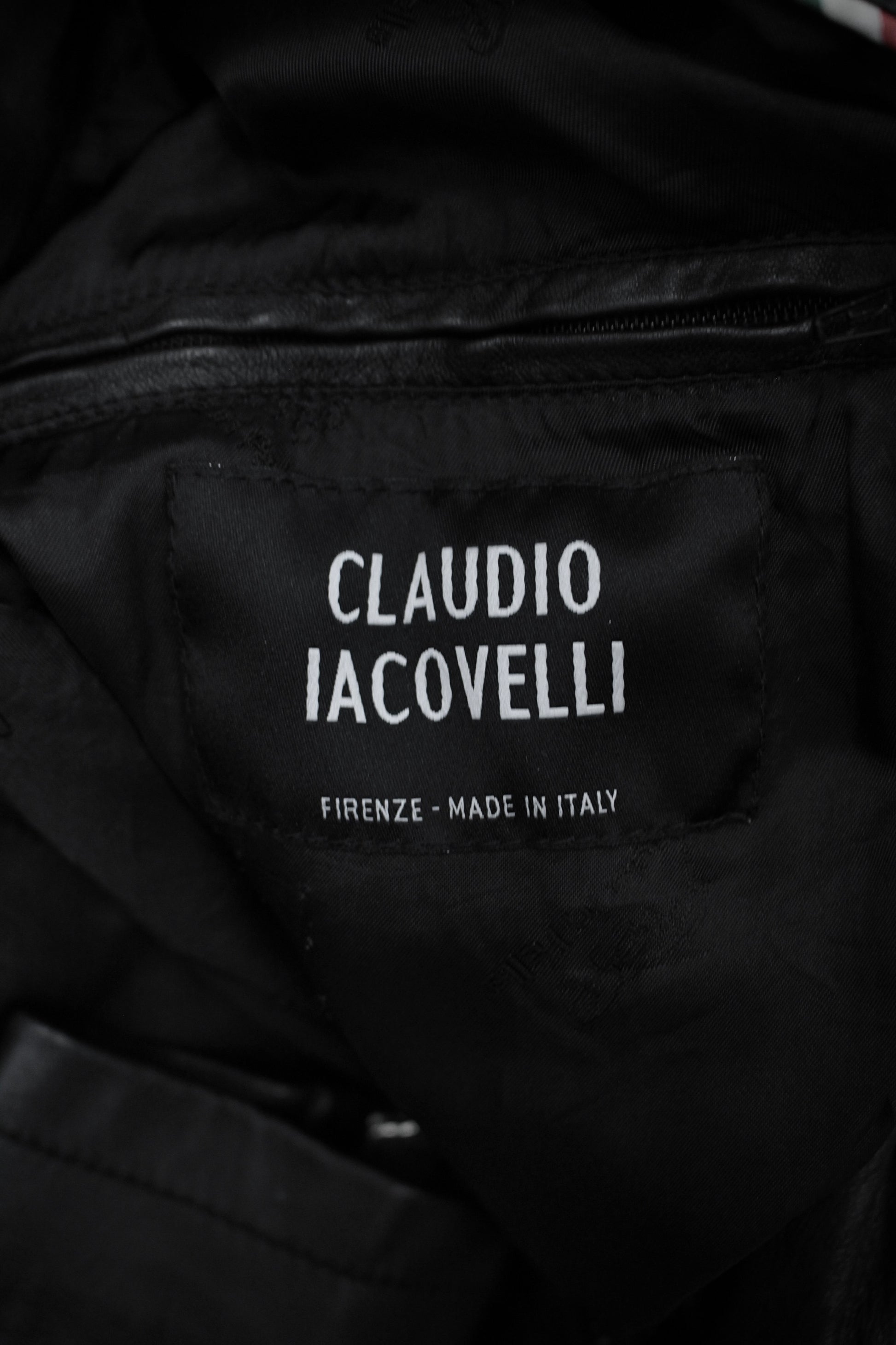 CLAUDIO IACOVELLI Asymmetrical Zip High Neck Calfskin Leather Jacket detail | DRIEW GARMENTS