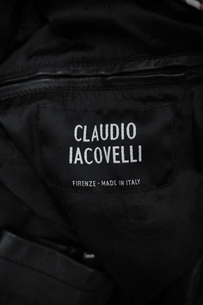 CLAUDIO IACOVELLI Asymmetrical Zip High Neck Calfskin Leather Jacket detail | DRIEW GARMENTS