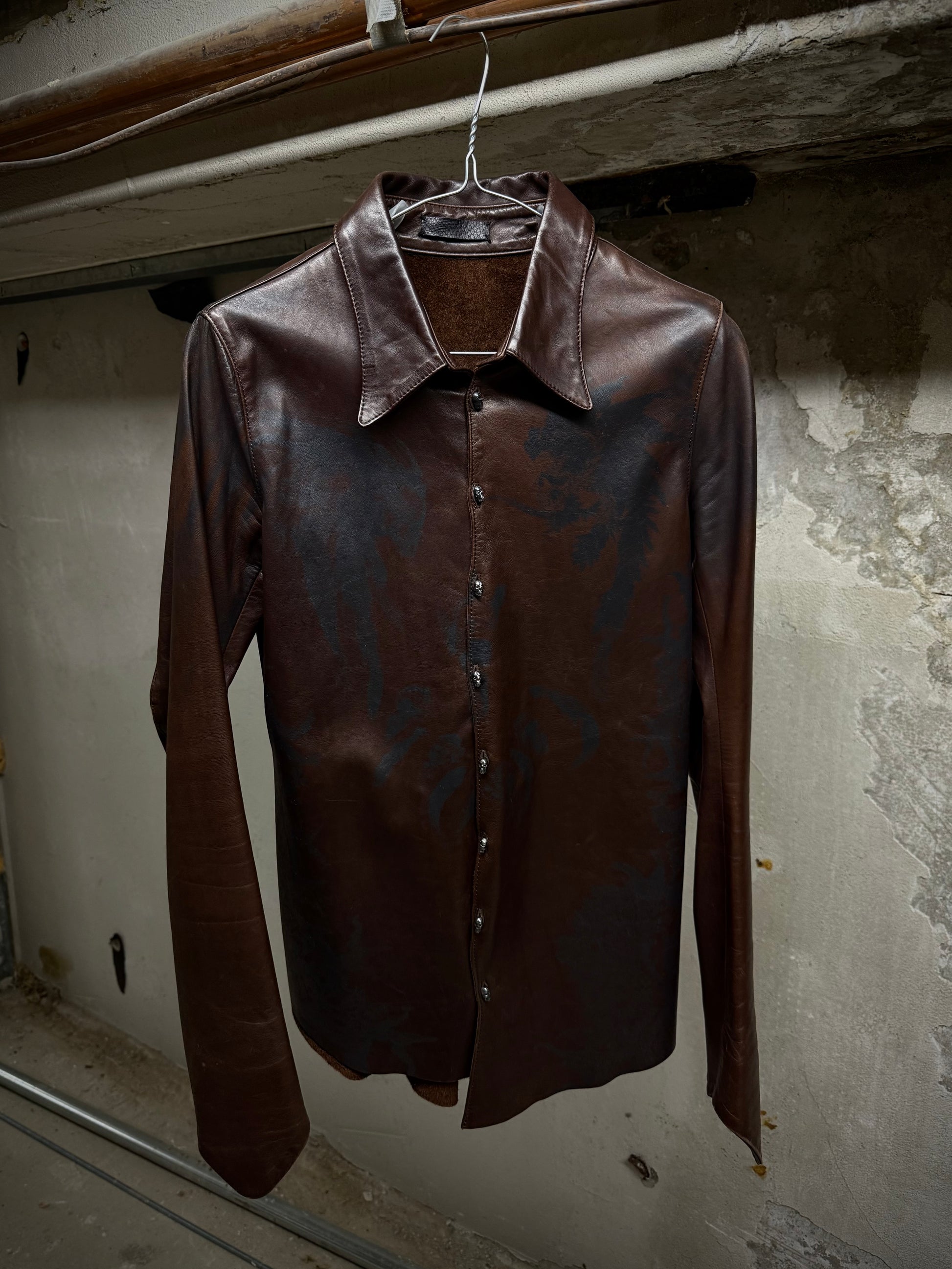 IfSixWasNine 'SHIRT GYPSY-G.0. J/M' Foliage Print Horse Leather Shirt | Archive Fashion Toronto