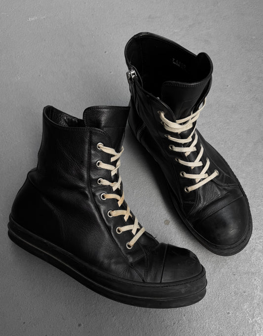 Rick Owens AW12 “MOUNTAIN” All-black Leather Ramones Sneakers