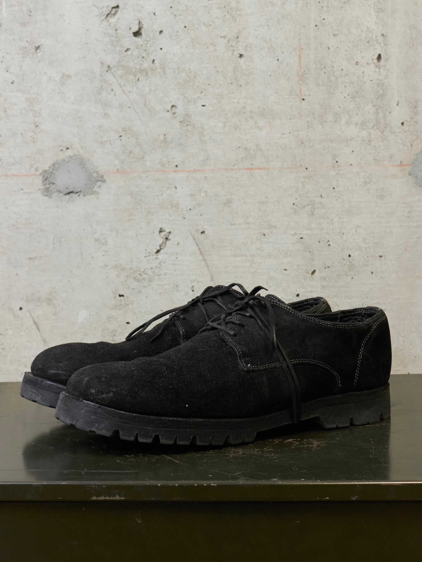 GUIDI '792V' Full-grain Reverse Horse Leather Derbies