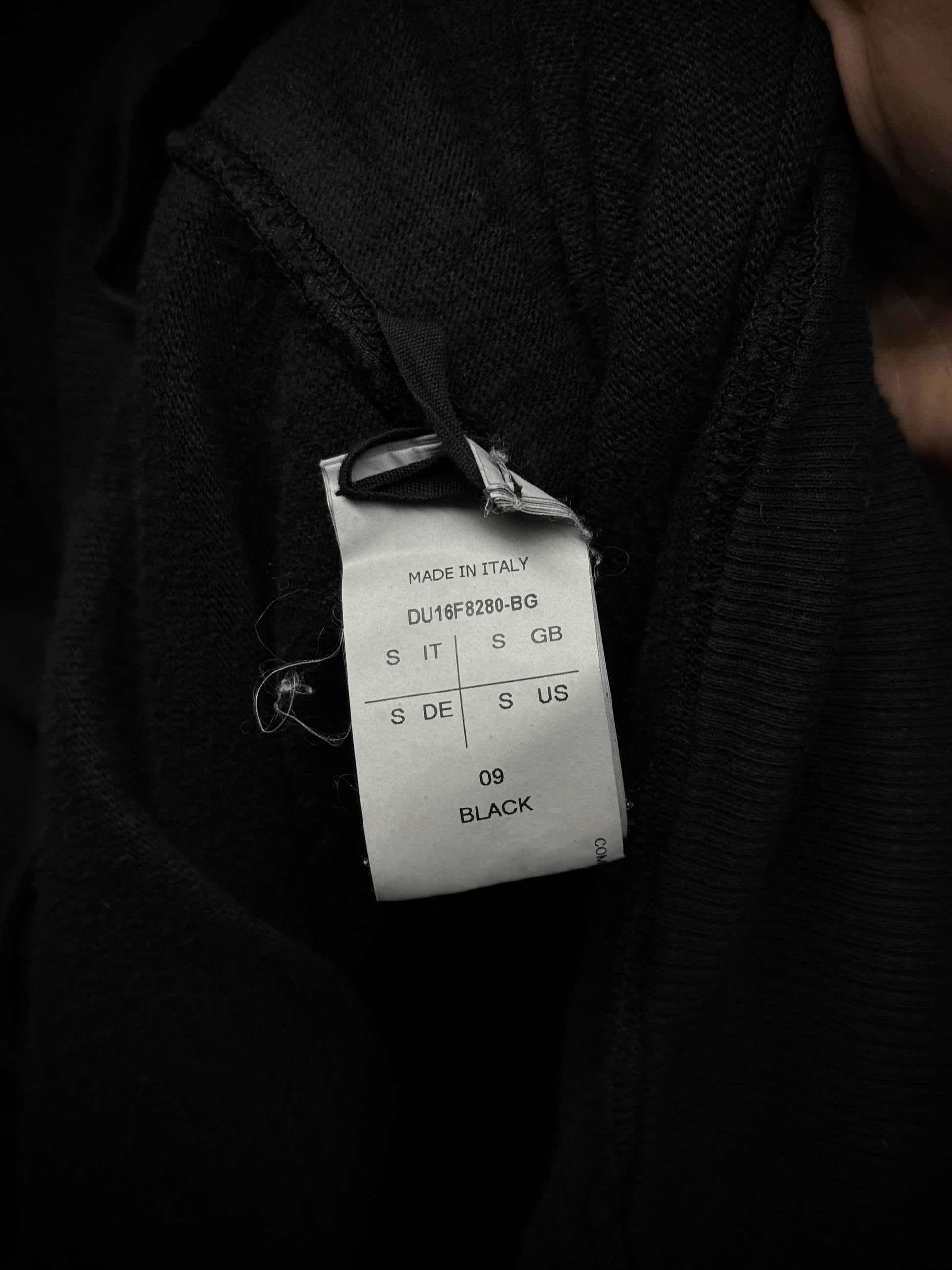 Rick Owens DRKSHDW AW16 "MASTODON" Black Cotton Gimp Hoodie detail | DRIEW GARMENTS