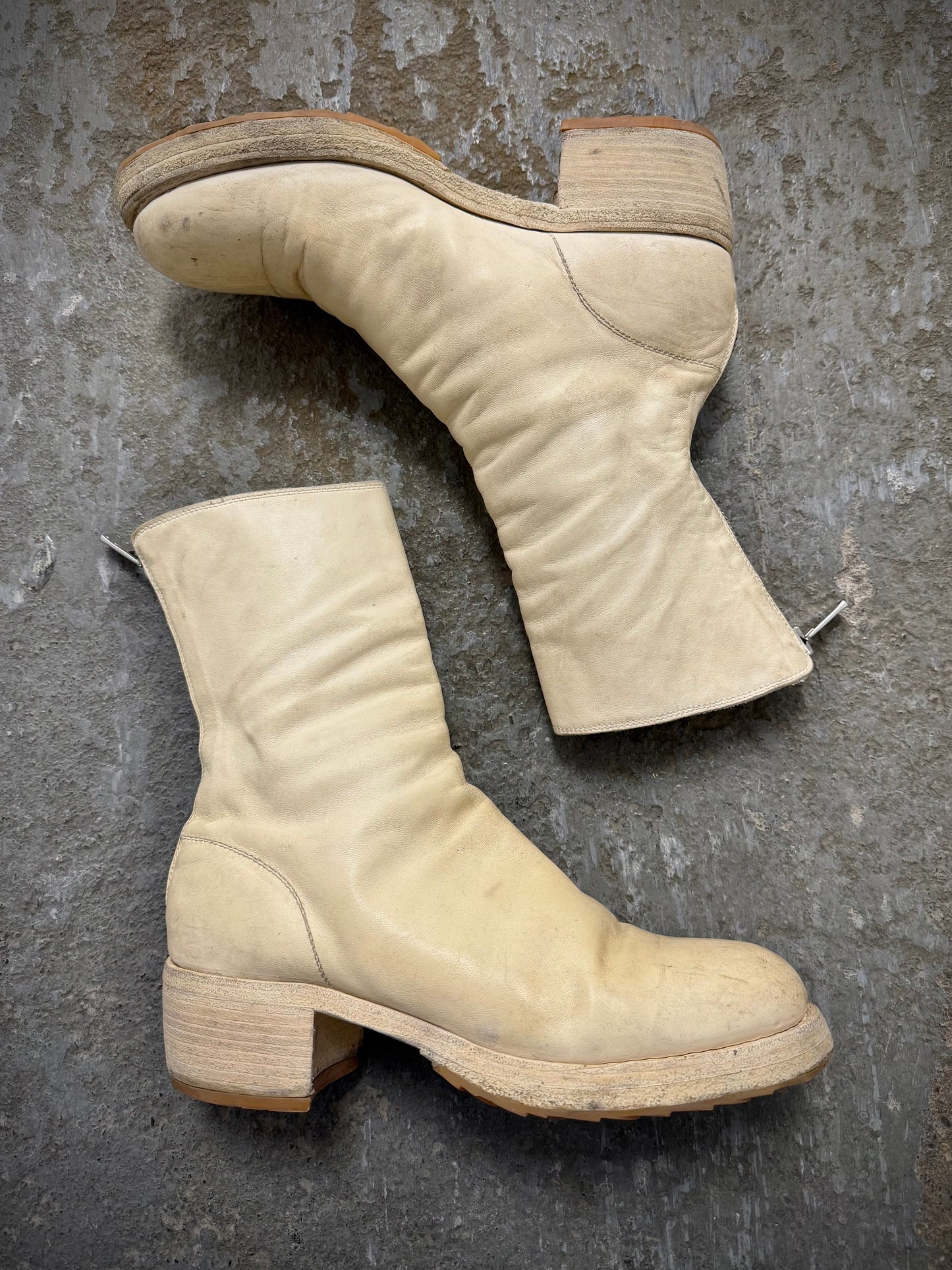 Other GUIDI 'B788Z' White Full-grain Horse Leather Back Zip Boots | Archive Fashion Toronto