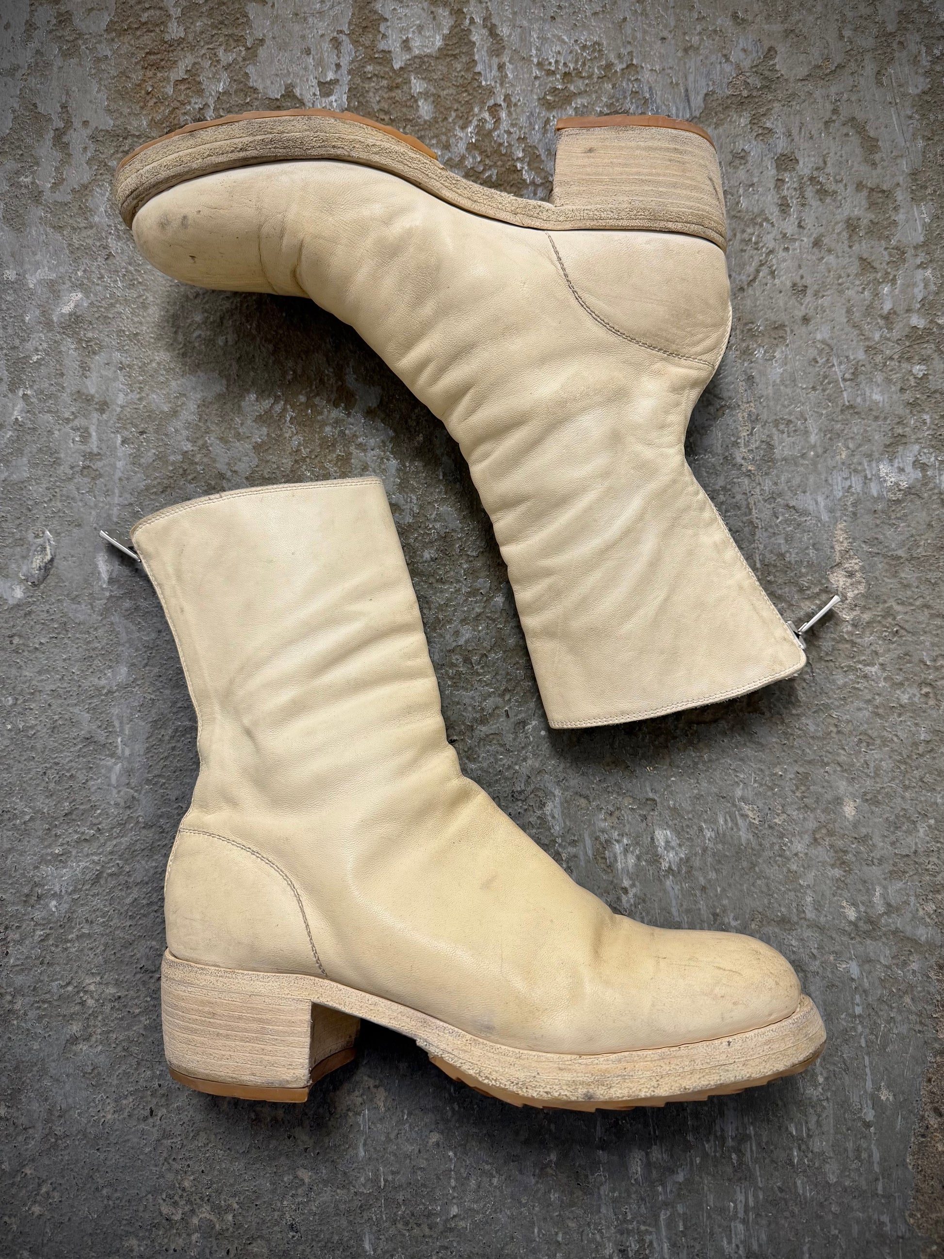 Other GUIDI 'B788Z' White Full-grain Horse Leather Back Zip Boots | Archive Fashion Toronto