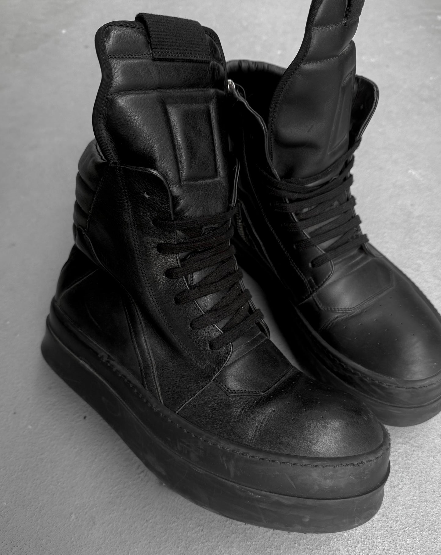 Rick Owens AW23 "LUXOR" Mega Bumper Geobasket Leather Sneakers
