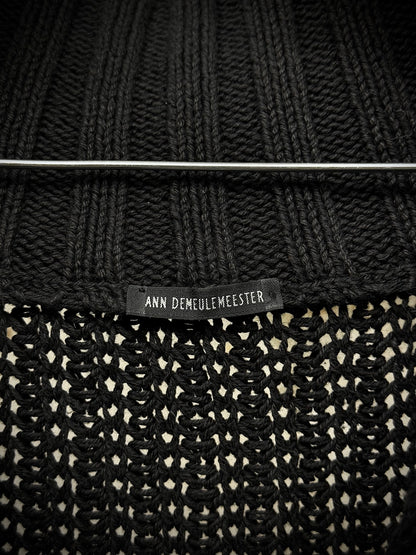 Ann Demeulemeester AW98 Cropped Cotton Knit Zip Up Mock Neck Sweater detail | DRIEW GARMENTS