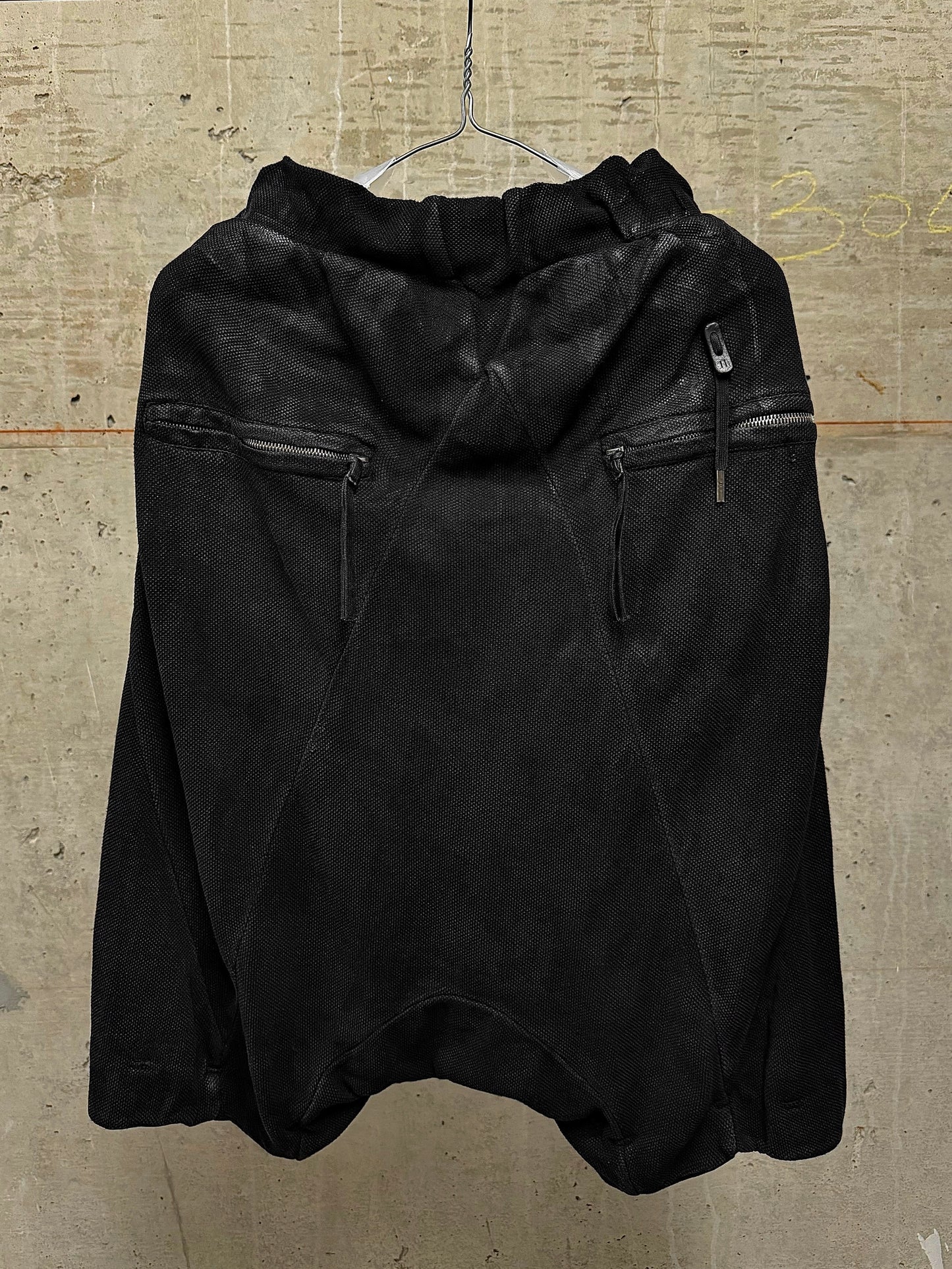 Boris Bidjan Saberi SS17 ‘P15-F0503M’ Object-dyed Vinyl Processed Military Drop-crotch Shorts