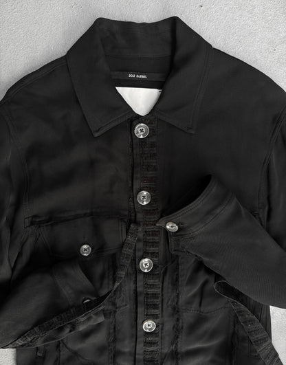 SONG FOR THE MUTE AW20 "20.2 DJEBEL" Frayed Edge Viscose Trucker Jacket detail | DRIEW GARMENTS
