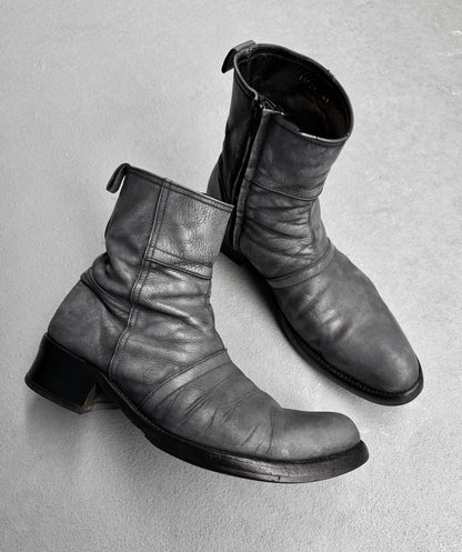 SHELLAC Early 00s Waxed Grey Cow Leather Boots