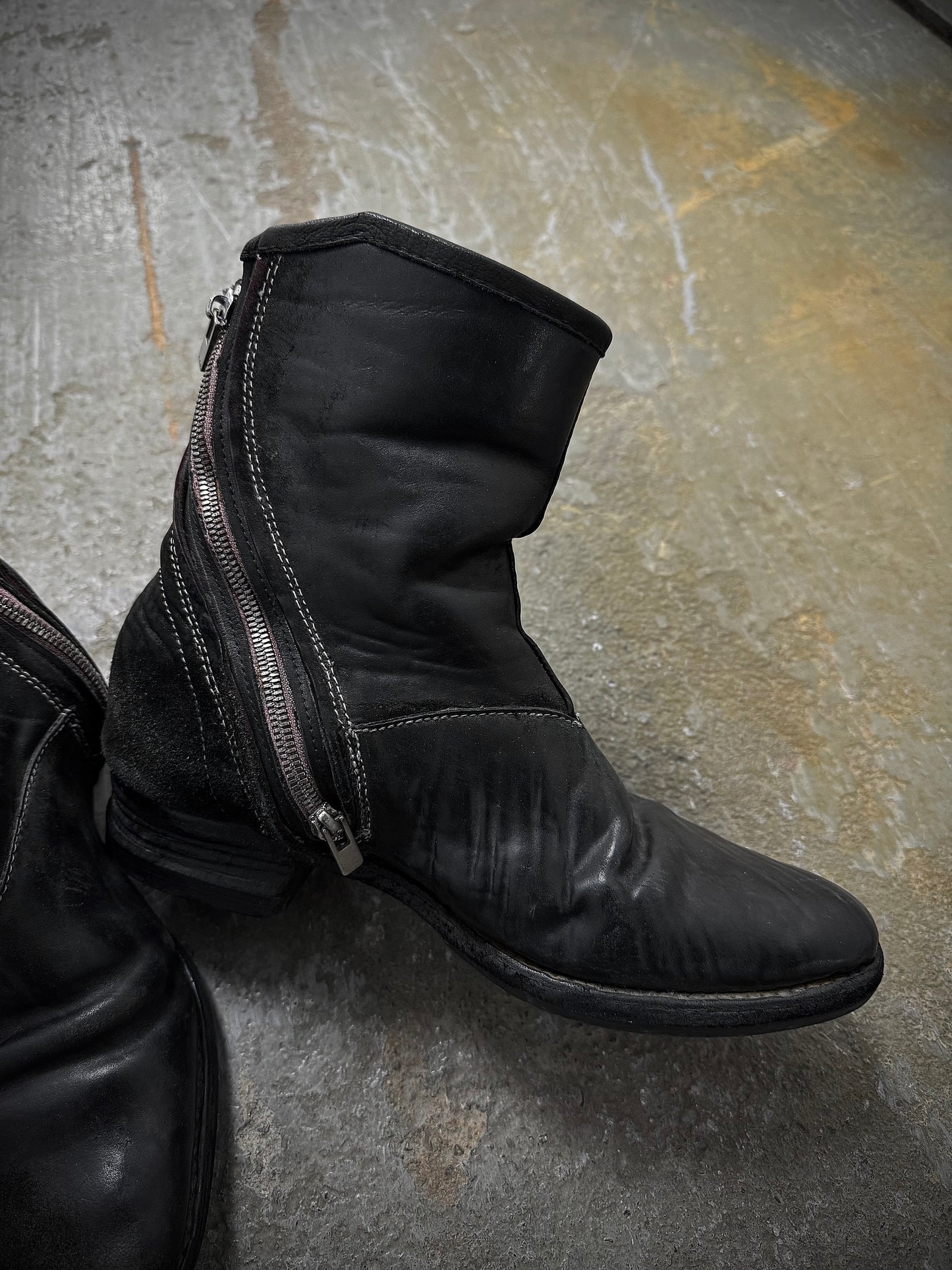 Carol Christian Poell 'AM/2601 CUBS-PTC/10' Object-dyed Horse Culatta Leather Tornado Boots detail | DRIEW GARMENTS