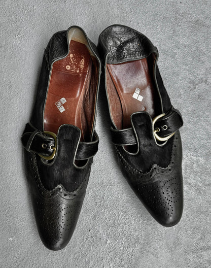 MiharaYasuhiro SS06 Pony Hair Calfskin Cut-out Slip On Derbies