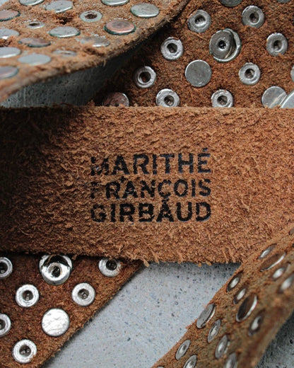 Marithé + François Girbaud Early 00s Metal Studded Suede Leather Belt