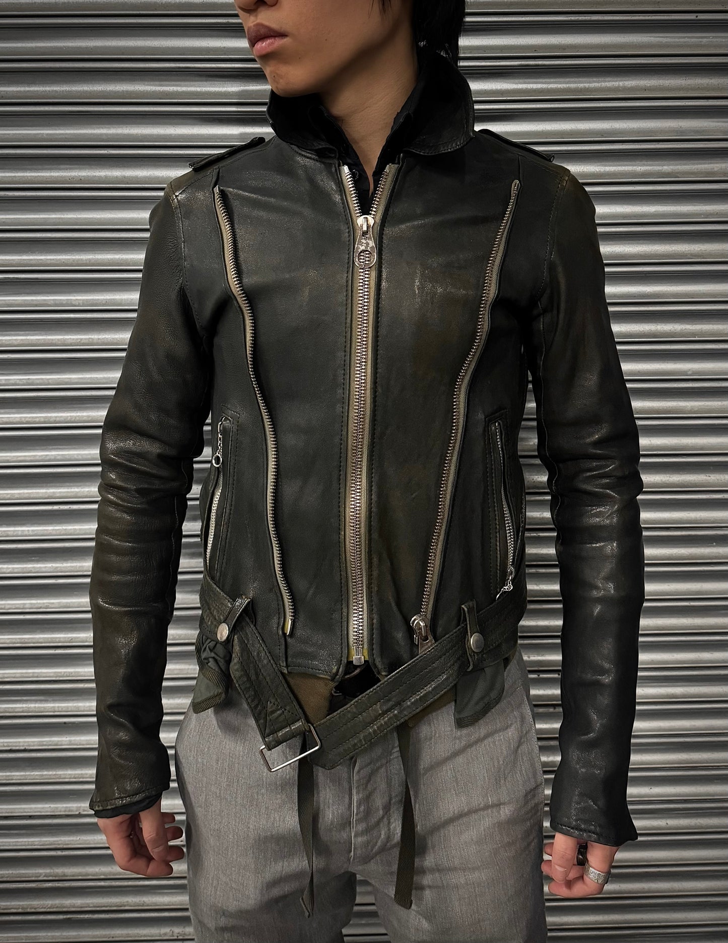 MiharaYasuhiro AW05 Reconstructed Multi-zip Sheepskin Leather Jacket