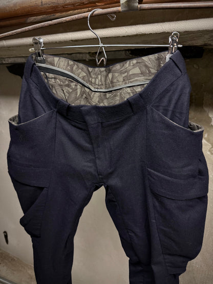 DEVOA DEOVA 2010s Dark Navy Wool J-cut Cargos Pants detail | DRIEW GARMENTS