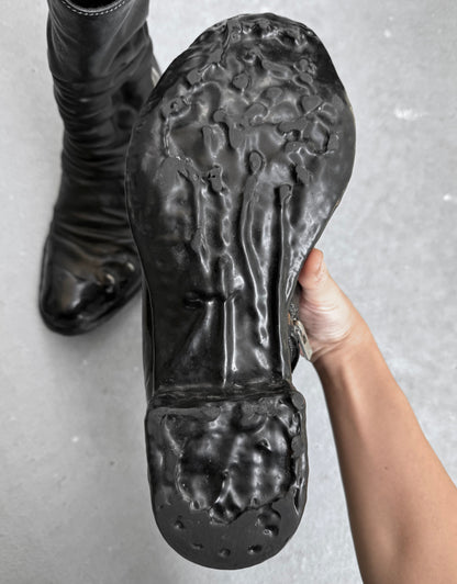 Carol Christian Poell ‘AM/2687PR CORS-PTC’ Objet-dyed Horse Leather Titanium Prosthetic Drip Tornado Zip Boots