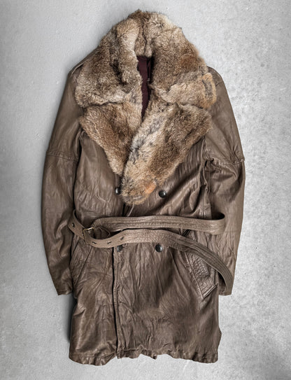 Kyoji Maruyama AW08 Rabbit Fur Wrinkle Leather Trench Coat