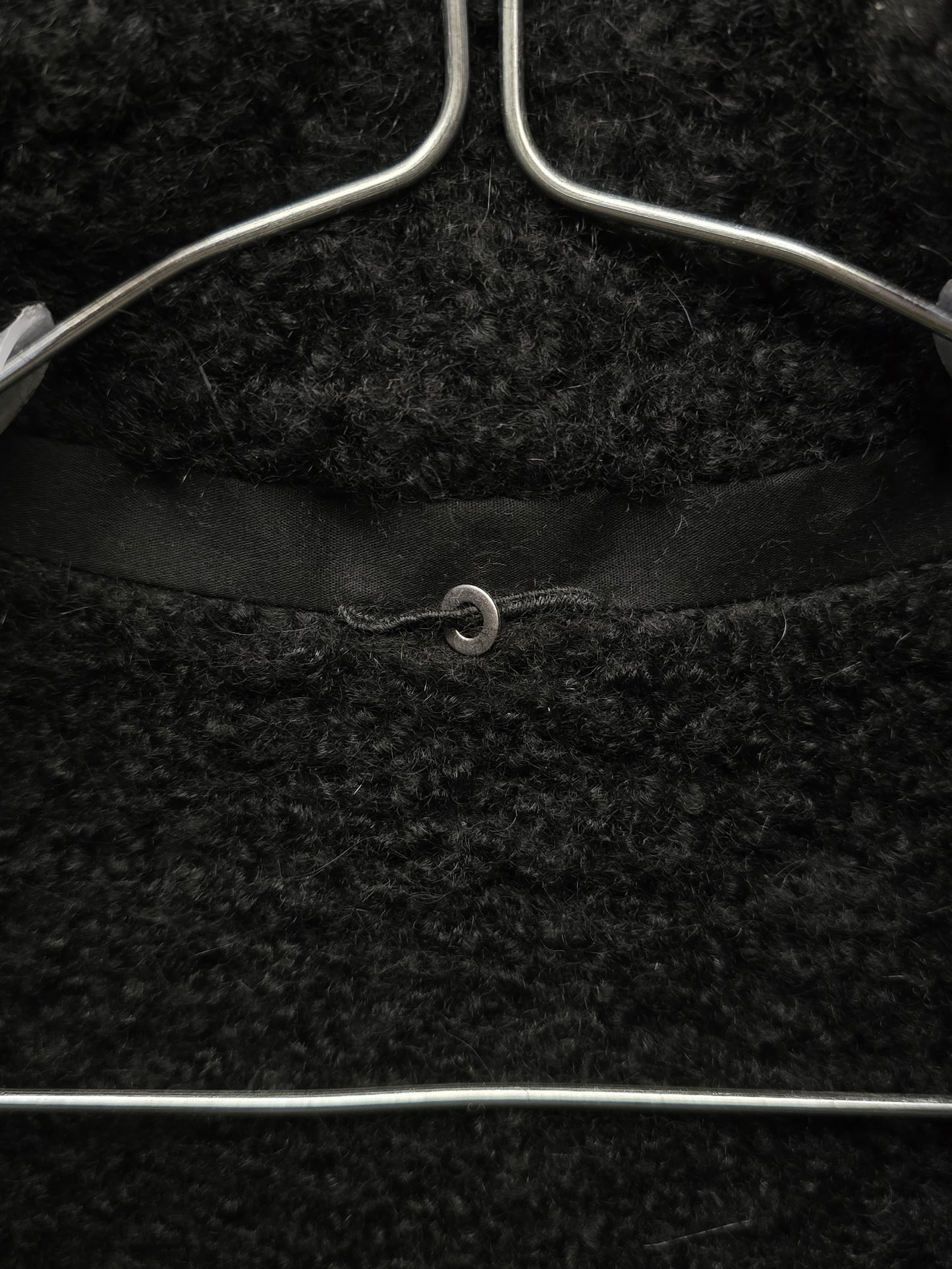 Label Under Construction AW16-17 '28FMCT62_WW62' Grey Virgin Wool Mock Neck Coat detail | DRIEW GARMENTS