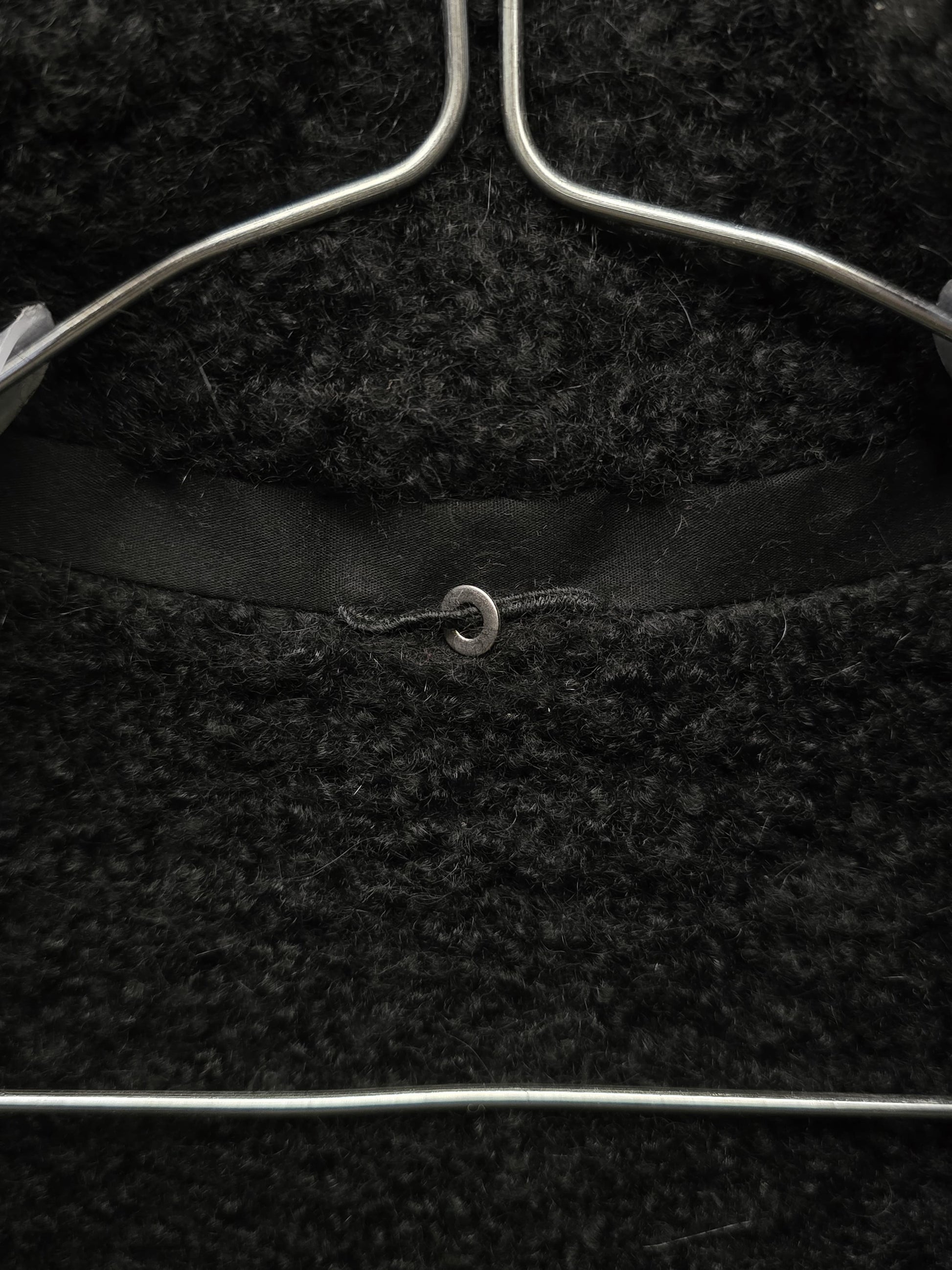 Label Under Construction AW16-17 '28FMCT62_WW62' Grey Virgin Wool Mock Neck Coat detail | DRIEW GARMENTS