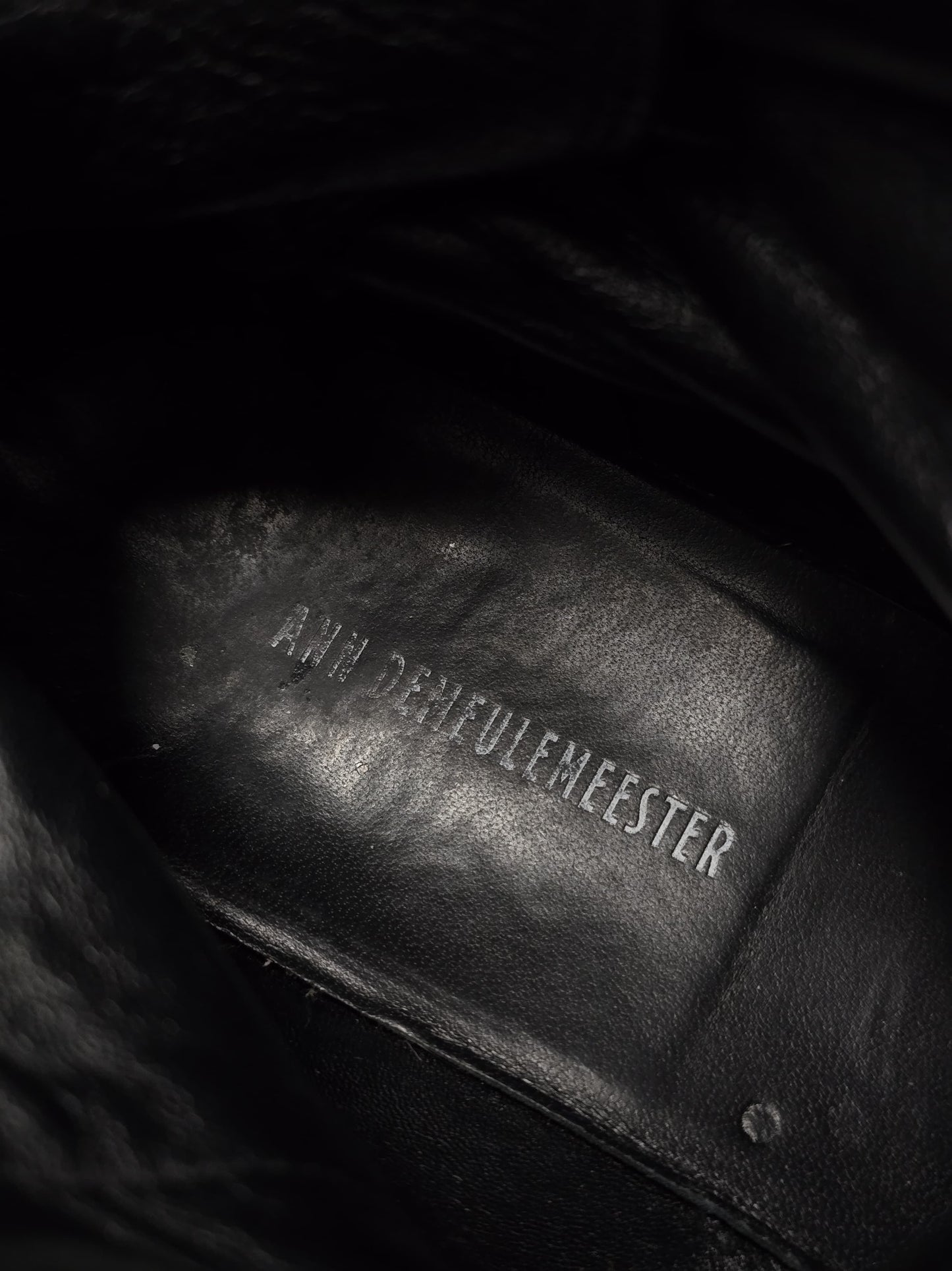 Ann Demeulemeester AW21 Black ‘Vitello’ Back-Lace Leather Boots