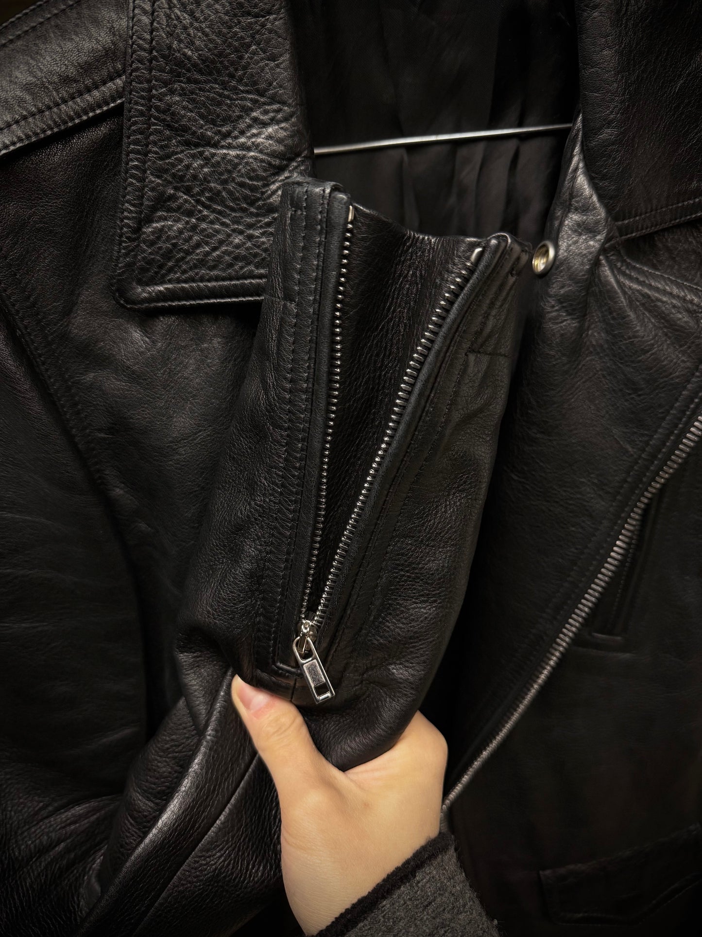 Rick Owens SS17 "WALRUS" Stooges Calf Leather Rider Jacket detail | DRIEW GARMENTS