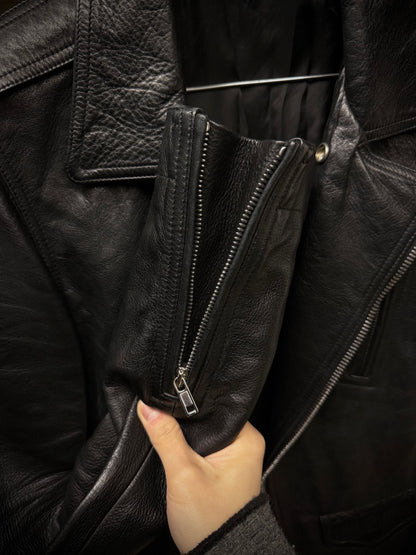 Rick Owens SS17 "WALRUS" Stooges Calf Leather Rider Jacket detail | DRIEW GARMENTS