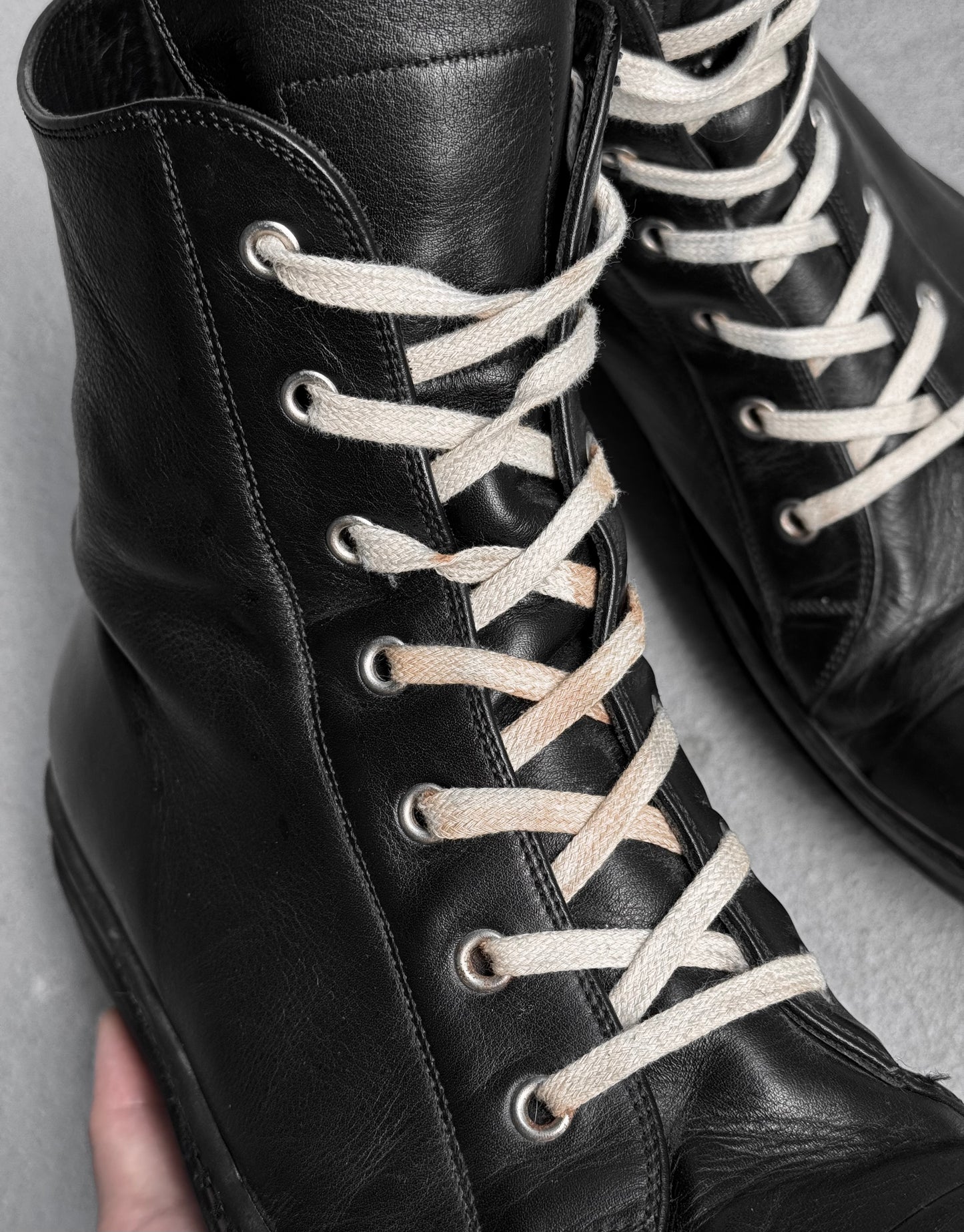 Rick Owens AW12 “MOUNTAIN” All-black Leather Ramones Sneakers