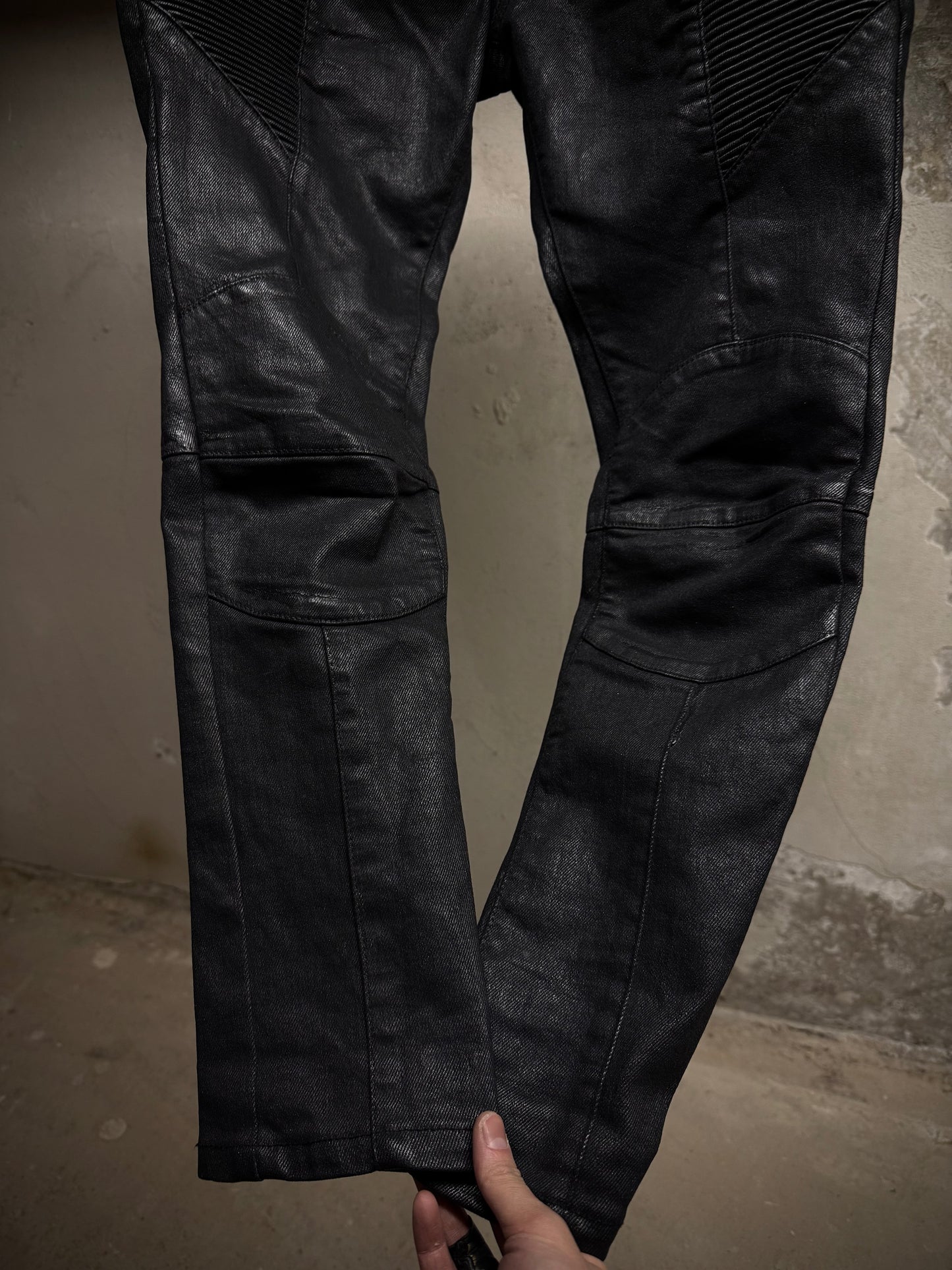 PIERRE BALMAIN 2010s Classic Waxed Biker Denim