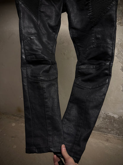 PIERRE BALMAIN 2010s Classic Waxed Biker Denim