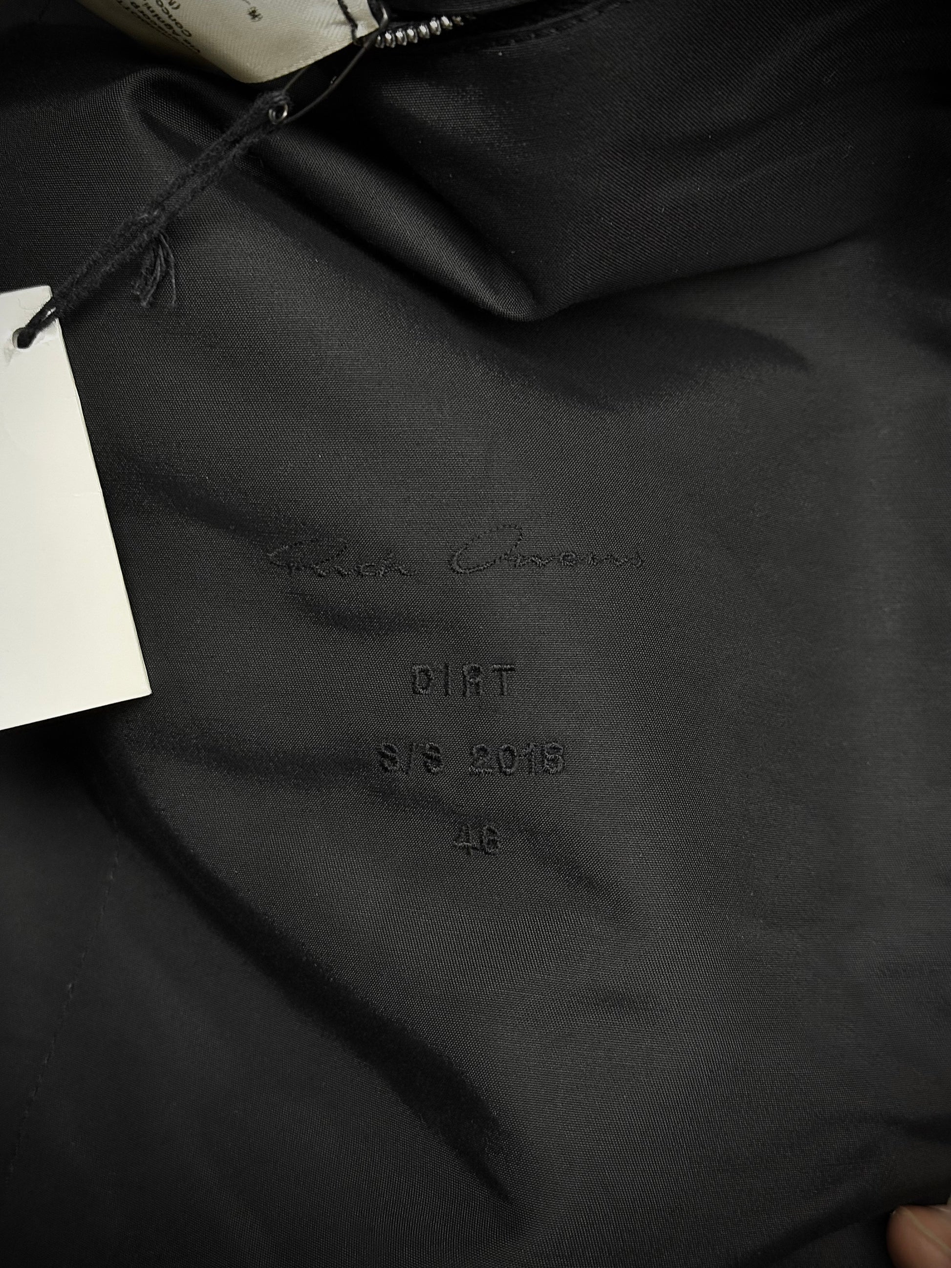 Rick Owens SS18 "DIRT" 'Jumbo Brother' Nylon Jacket detail | DRIEW GARMENTS