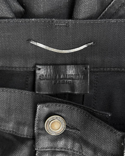 Saint Laurent Paris AW16 Light-waxed Black 'D02' Skinny Denim