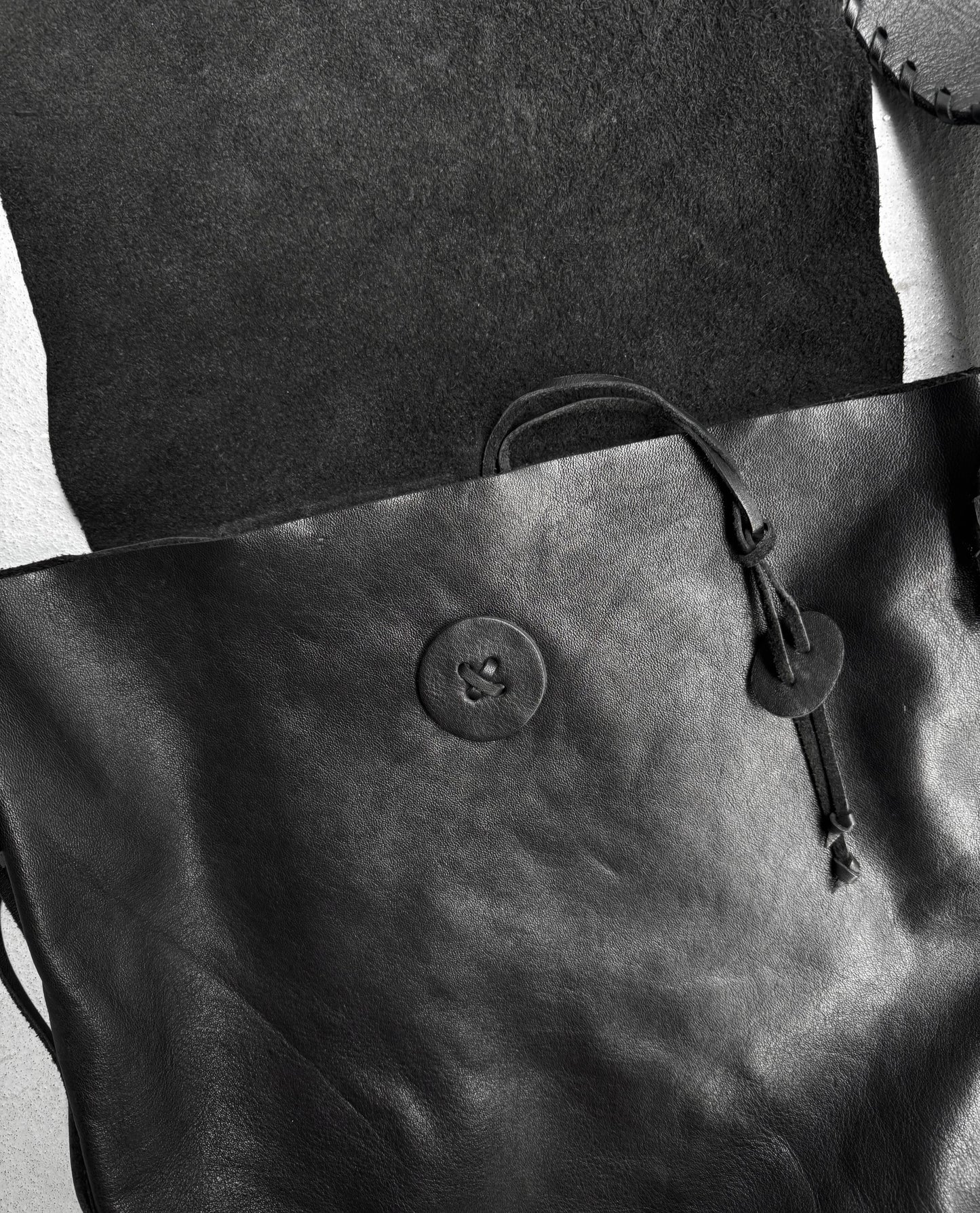 SHIN & CO Late 90s Distressed Leather Flap Shoulder Bag