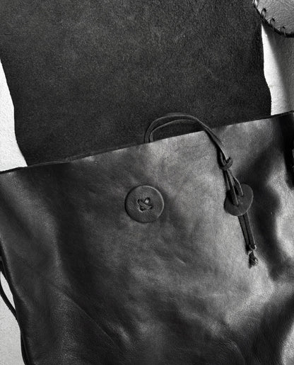 SHIN & CO Late 90s Distressed Leather Flap Shoulder Bag