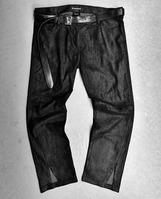 Ann Demeulemeester Early 00s Cow Leather Suede Slit Bootcut Pants