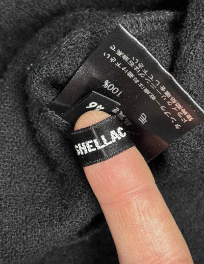 SHELLAC Early 00s Raw-Edge Drape Wool Hooded Coat