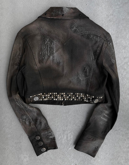 LED RECHWE Early 00s Crack Waxed ‘Arizona’ Cropped Trucker Jacket