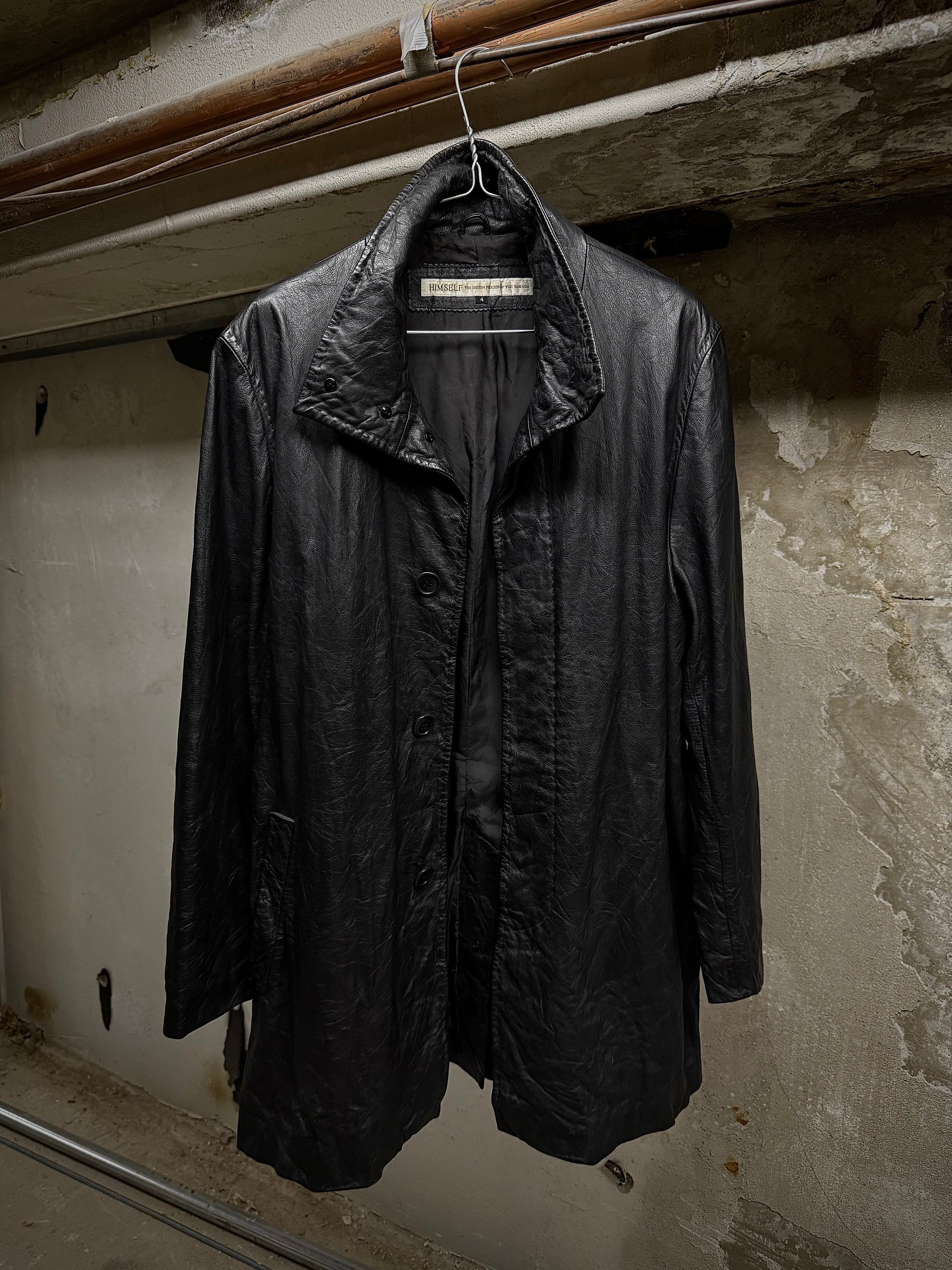 Yuji Yamada Late 90s Cow Leather High Neck Coat detail | DRIEW GARMENTS