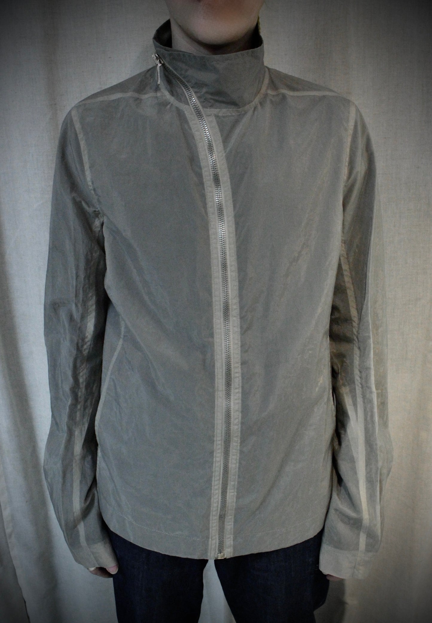 Rick Owens SS13 "ISLAND" PEARL Mollino Poly Zip-Up Jacket detail | DRIEW GARMENTS