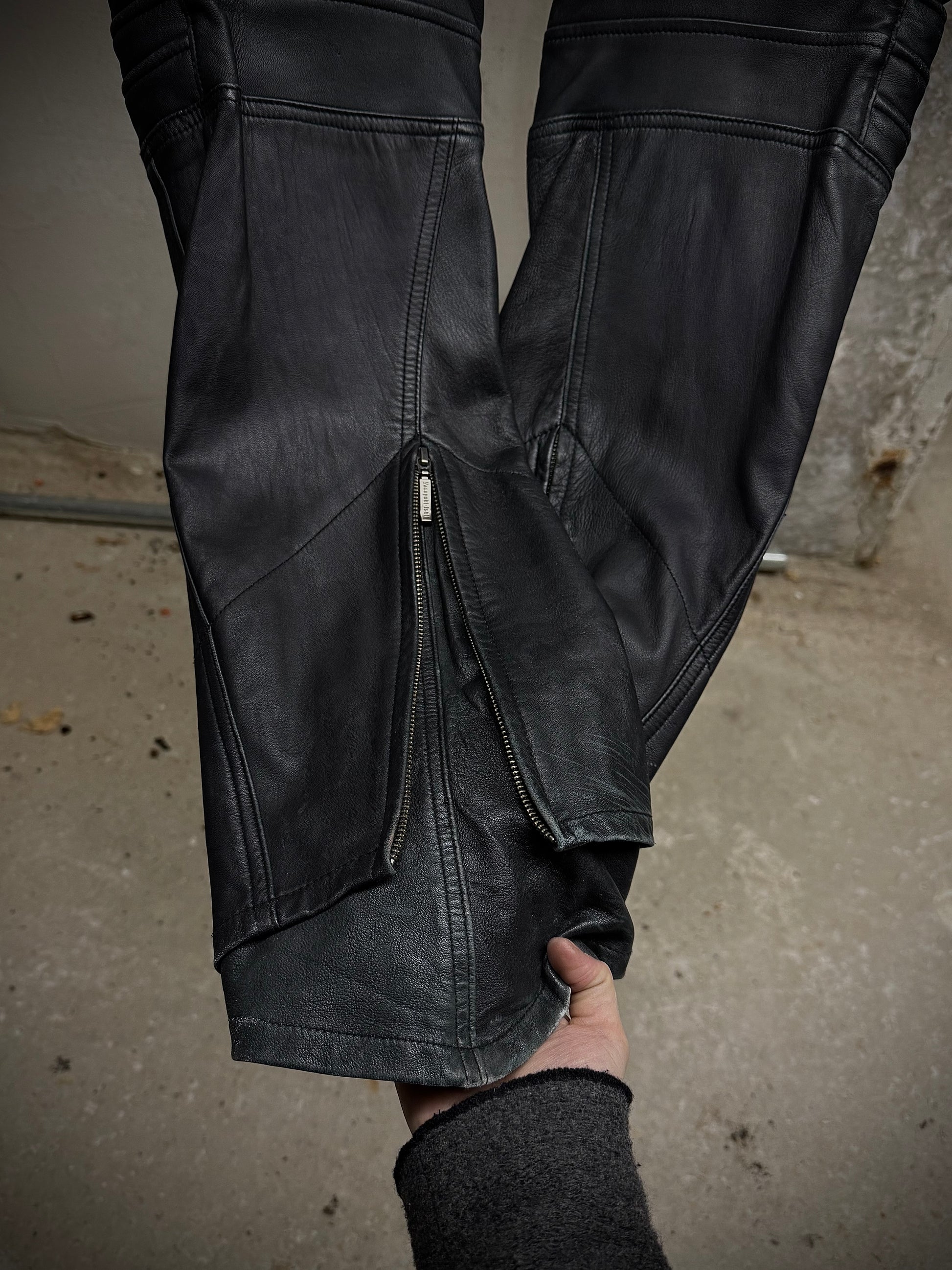 Yasuyuki Ishii Early 00s Padded Biker Sheepskin Leather Pants detail | DRIEW GARMENTS