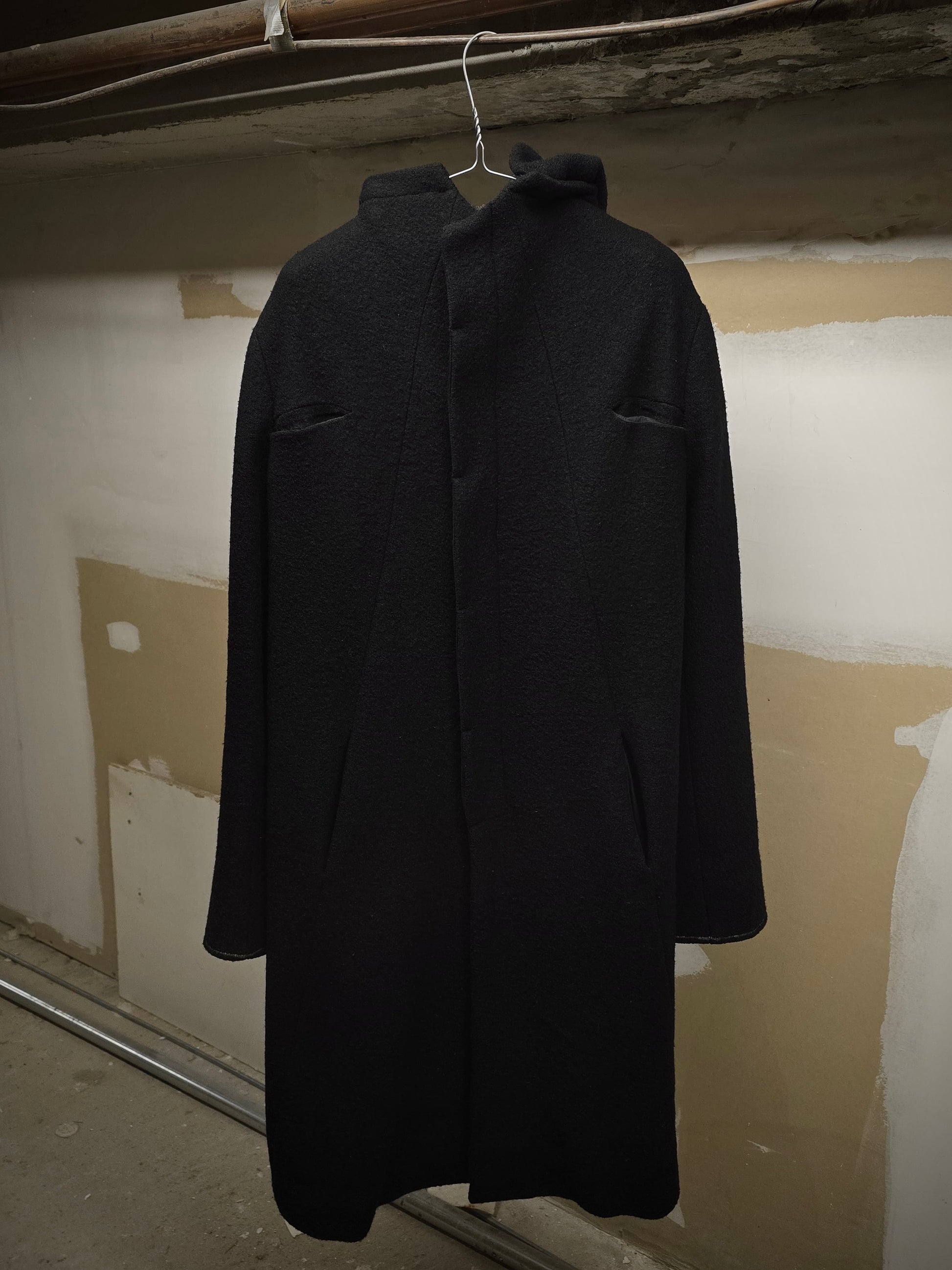 Lost and Found Ria Dunn Lost & Found by Ria Dunn 2010s Removable Hooded Boiled Wool Crepe Coat | Archive Fashion Toronto