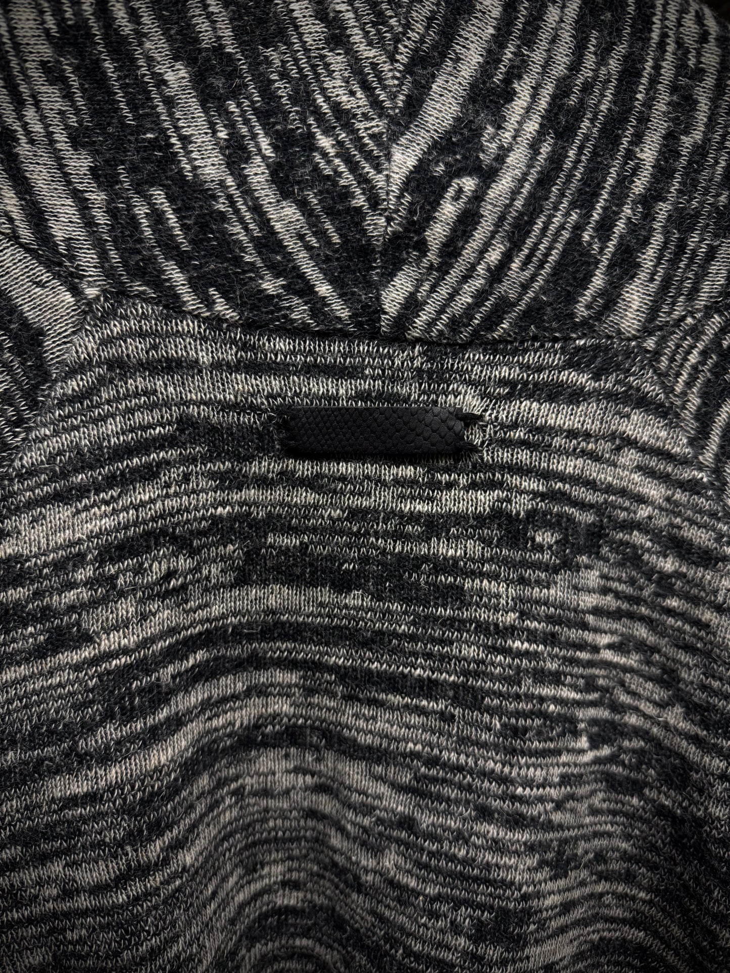 IfSixWasNine Early 00s 'NO. CARDI-1/SHT/M 902NOIH' Distressed Zebra Stripe Open Knit Cardigan detail | DRIEW GARMENTS