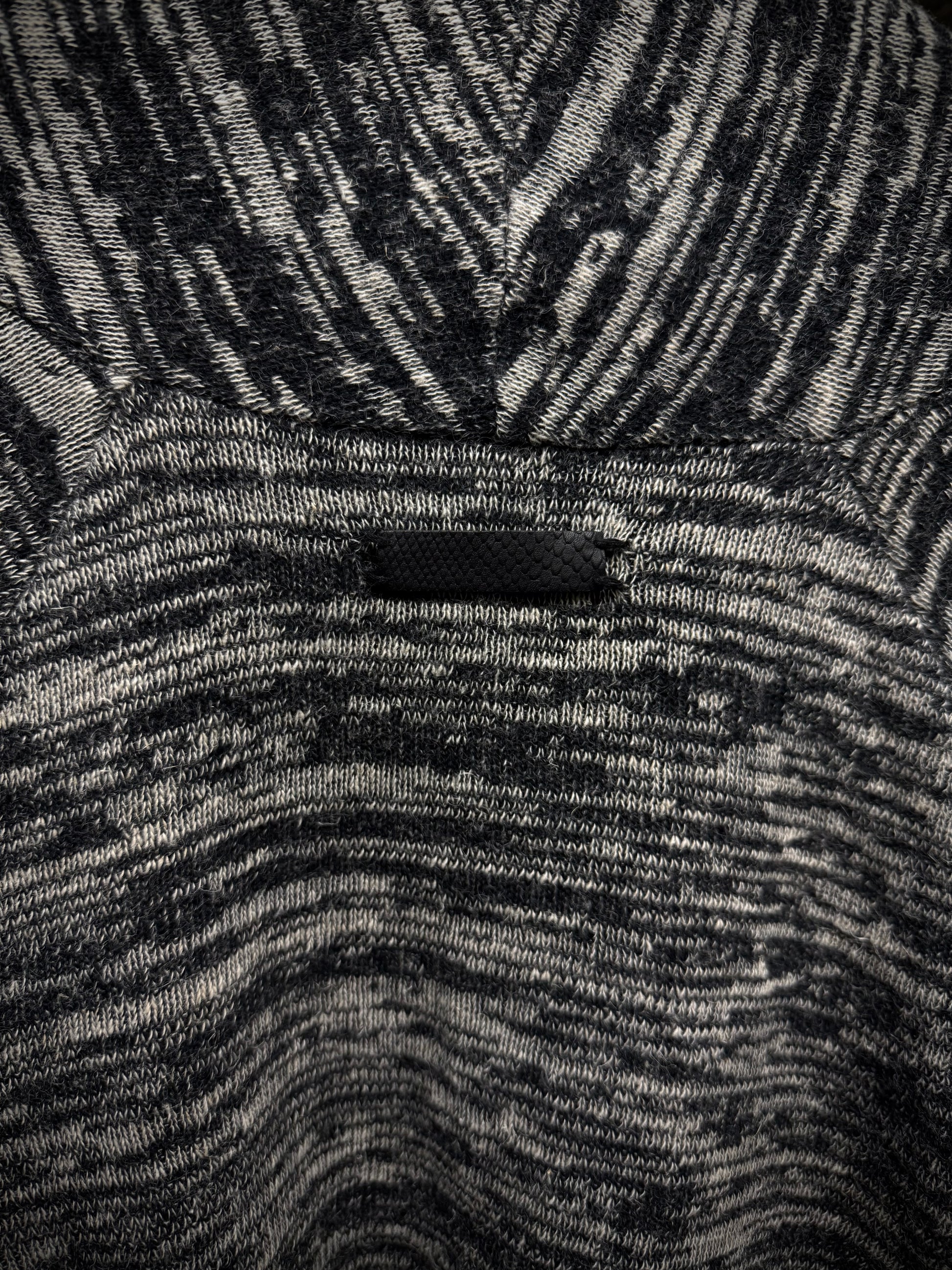 IfSixWasNine Early 00s 'NO. CARDI-1/SHT/M 902NOIH' Distressed Zebra Stripe Open Knit Cardigan detail | DRIEW GARMENTS