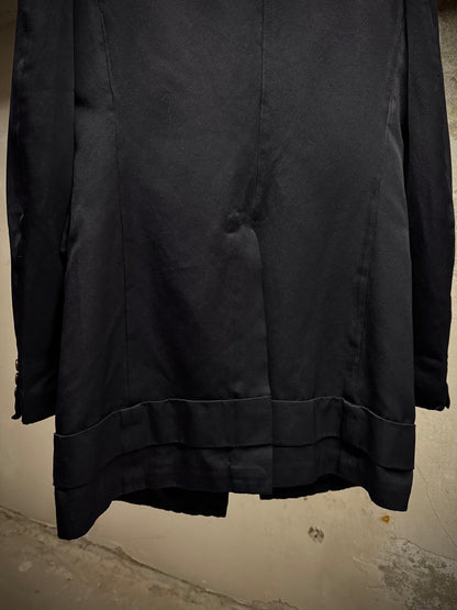 COMME des GARÇONS HOMME PLUS AW13 Dark Navy Hem Strap Poly Long Blazer