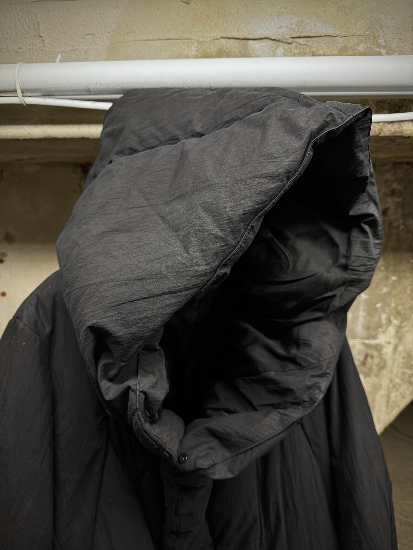 JULIUS _7 AW14-15 "Glitch;" Hooded Nylon Cotton Taffeta Down Puffer Jacket detail | DRIEW GARMENTS