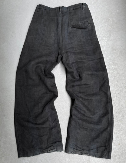 Zam Barrett Striped Heavy Linen Wide-Leg Pants