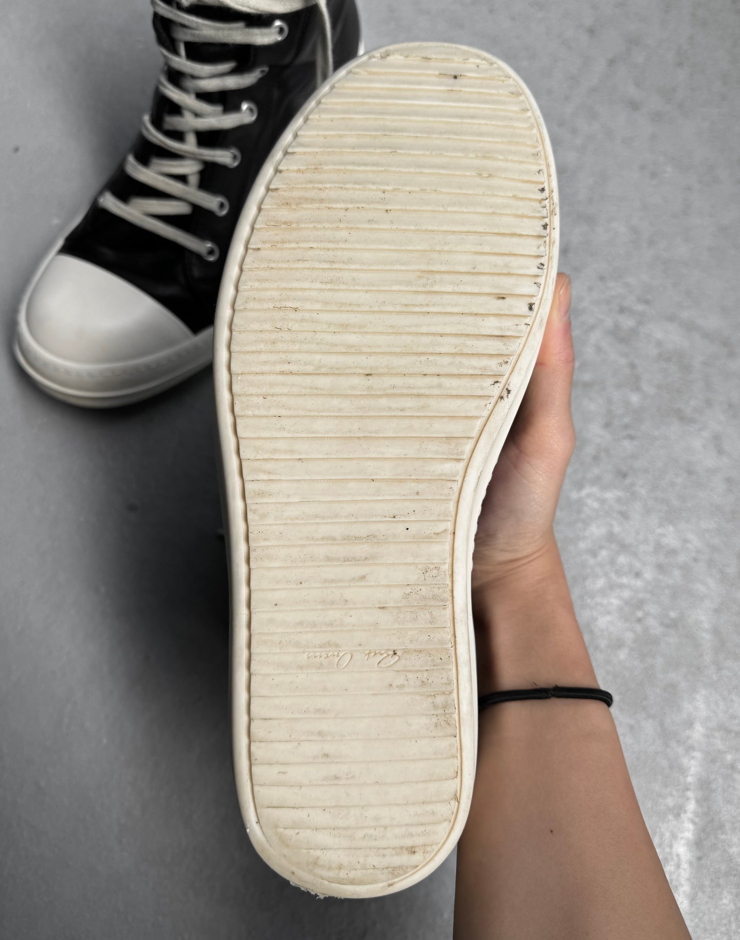 Rick Owens SS24 “LIDO” Black Oiled Calfskin Leather Ramones Sneakers