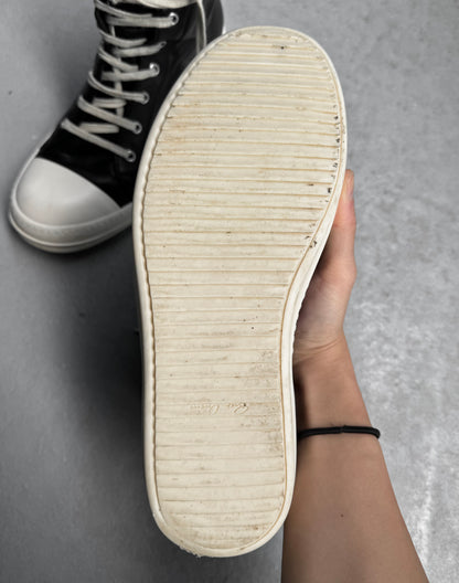 Rick Owens SS24 “LIDO” Black Oiled Calfskin Leather Ramones Sneakers